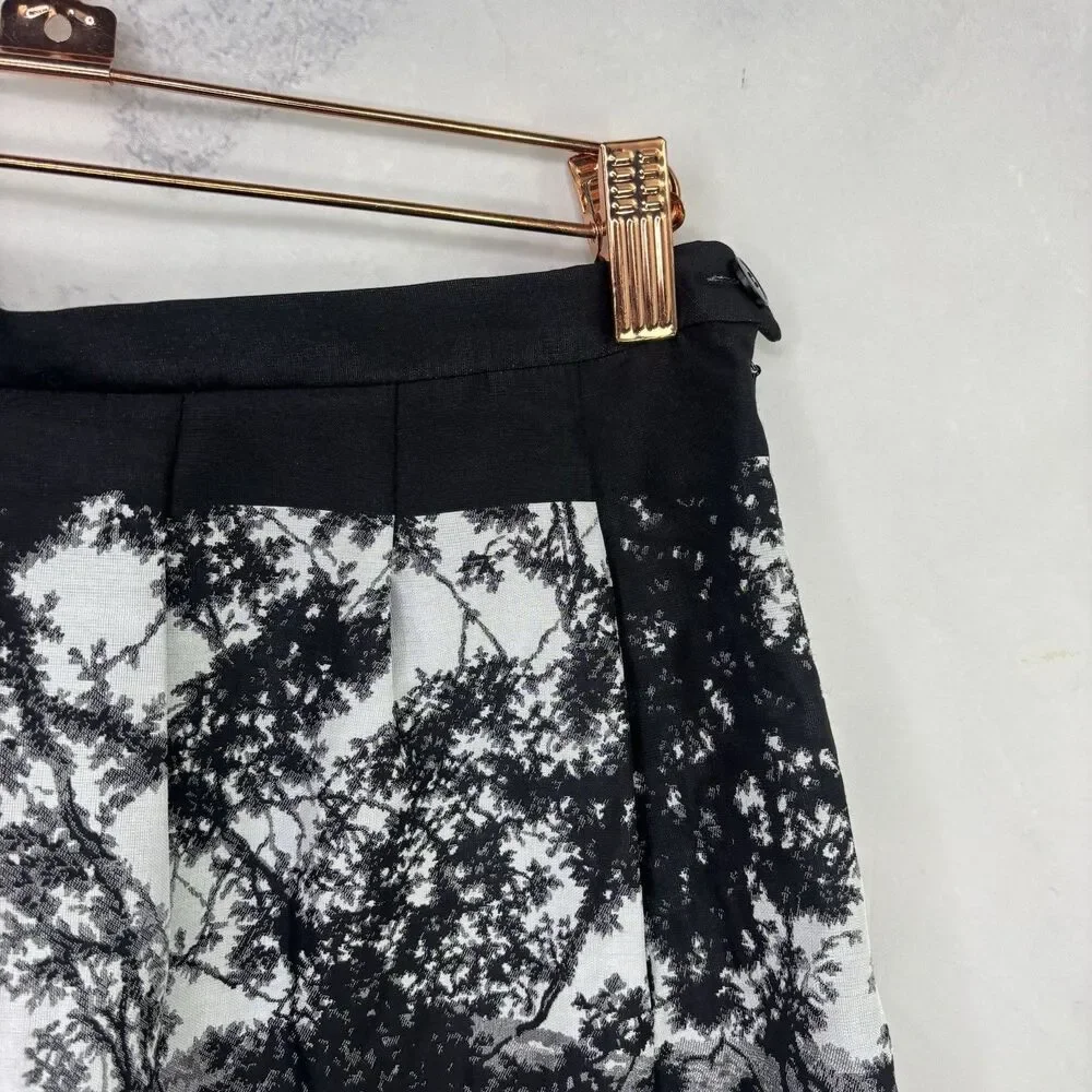 VTG Agnès B. Y2k Mini Skirt 38 6 France Scenic Nature Print Grayscale Blk White - Picture 5 of 15